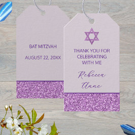 Glam Lila Cute Tack Bat mitzvah Party Presentetikett
