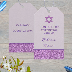 Glam Lila Cute Tack Bat mitzvah Party Presentetikett