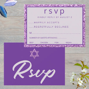 Glam Lila Elegant Star of David Bat mitzvah OSA Kort