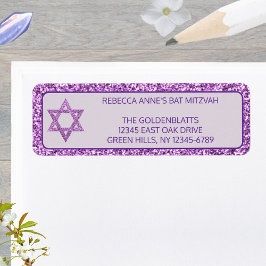 Glam Lila Elegant Star of David Bat mitzvah Returadress Etikett