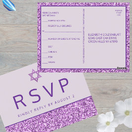 Glam Lila Enkel Modern Bat Mitzvah RSVP Vykort