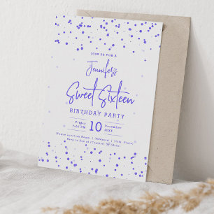 Glam Lila Faux Foil Dots Sweet 16 Party Inbjudningar