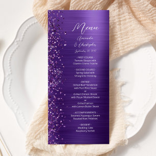 Glam lila glitter borstad metall bröllop meny