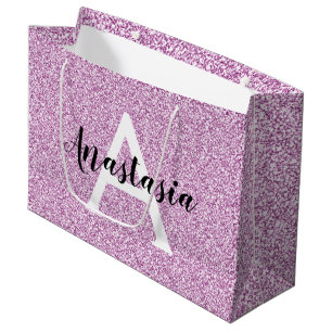 Glam Lila Glitter Sparkles Monogram Namn