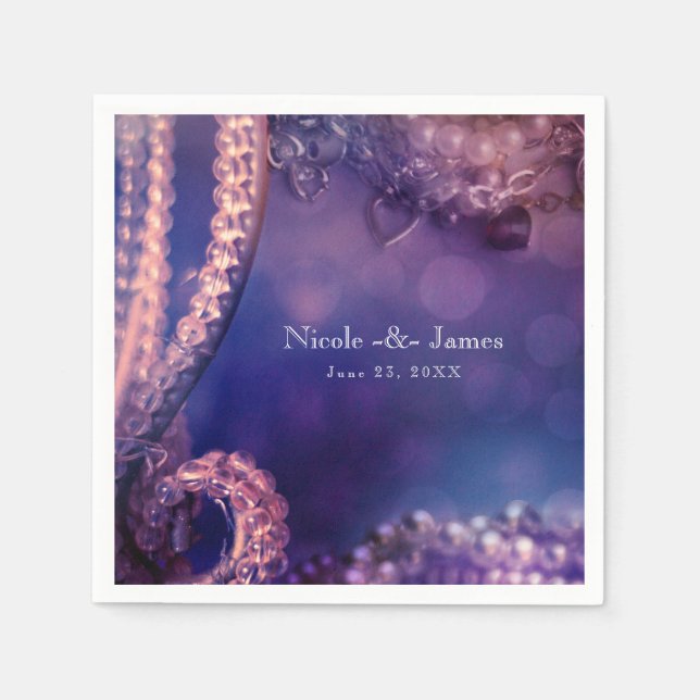 Glam Lila Glow Chic Glamor Pearls Party Pappersservett (Framsidan)