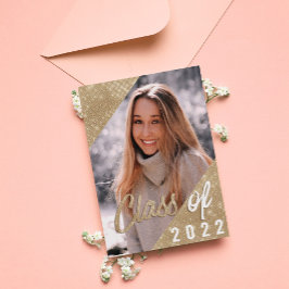 Glam Lila Guld Gräns Glitter Photo Studenten Inbjudningar