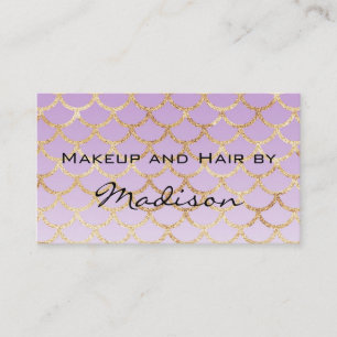 Glam Lila & Guld Sjöjungfru Glitter Makeup Artist Visitkort