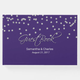 Glam Lila med Diamonds Bröllop Guest Bok
