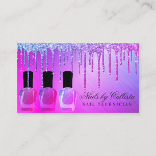 Glam Lila Metallic Glitter Drifts Nagel polska Visitkort