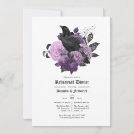 Glam Lila Raven Gothic Rehearsal Dinner Inbjudningar
