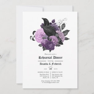 Glam Lila Raven Gothic Rehearsal Dinner Inbjudningar