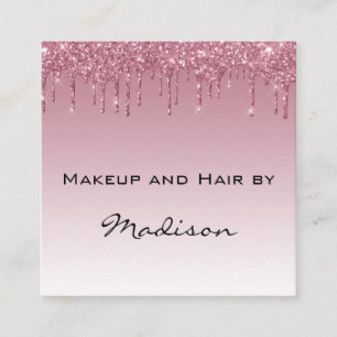 Glam Lila Ro Guld Glitter Drips Makeup Artist Fyrkantigt Visitkort