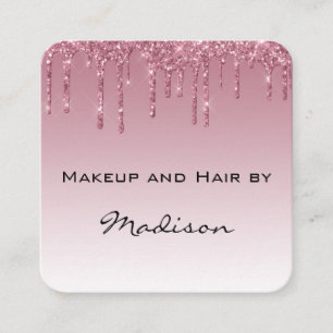 Glam Lila Ro Guld Glitter Drips Makeup Artist Fyrkantigt Visitkort