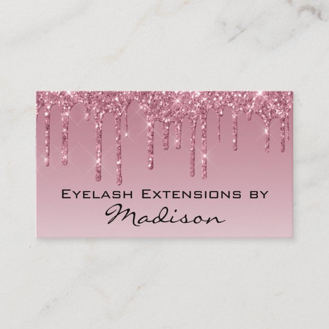 Glam Lila Ro Guld Glitter Drips Makeup Eyelash Visitkort (Framsida)