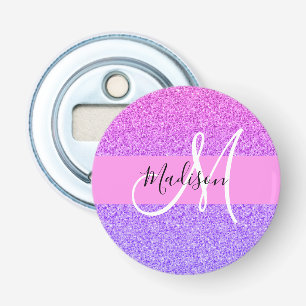 Glam Lila Rosa Glitter Gnistra Gradient Monogram Flasköppnare