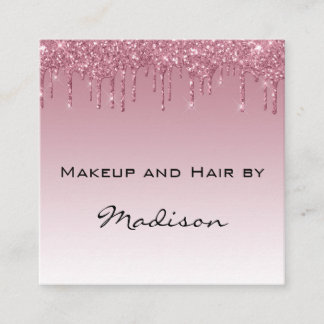 Glam Lila Rosa Guld Glitterdroppar Makeup Artist Fyrkantigt Visitkort