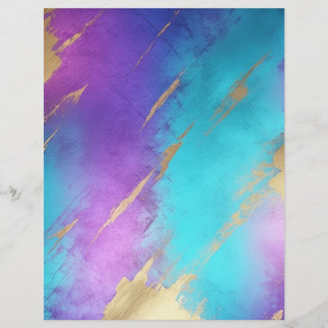 Glam Lila Turcouise Guld Scrapbook Papper (Framsida)