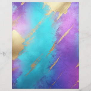 Glam Lila Turcouise Guld Scrapbook Papper