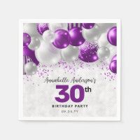 Glam Lila Violet Silver Balloon Glitter Birthday