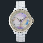 Glam Lilac Guld Abstrakt Paint Elegant Monogram Armbandsur<br><div class="desc">Anpassa enkelt den här glamorösa stil-abstrakt-lilac-vattenfärgen och guld-sprejbakgrunden med anpassningsbarna.</div>