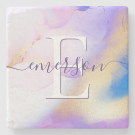 Glam Lilac Guld Abstrakt Paint Elegant Monogram Stenunderlägg