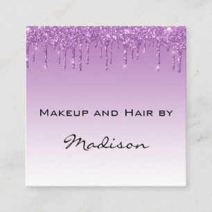 Glam Lilac Lila Glitter Drips Makeup Artist Fyrkantigt Visitkort