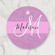 Glam Lilac Metallic Rosa Honeycomb Monogram Namn