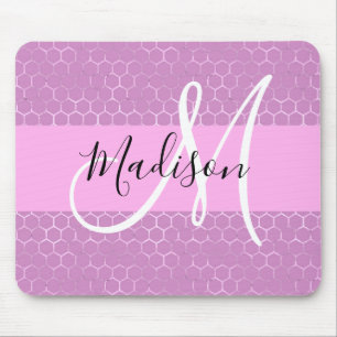 Glam Lilac Metallic Rosa Honeycomb Monogram Namn Musmatta