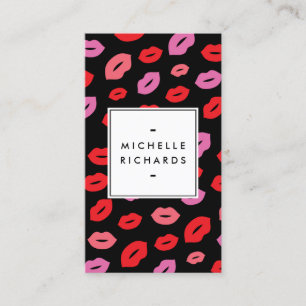 Glam Lip Print Makeup Artist Beauty Rosa/Red/Black Visitkort