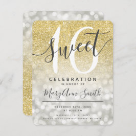 Glam Ljus Sweet silver 16:e Guld, Glitter Inbjudningar