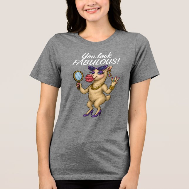 Glam Llama - Fabulous från Head till Hoof T Shirt (Framsida)
