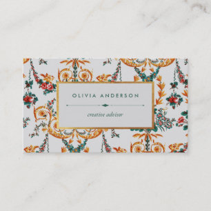 Glam Luxe Antique Fransk Chateau Rosor Tapet Visitkort