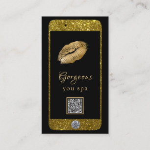 *~* Glam Luxe Cell Mobilare Guld QR LOGOTYP Glitte Visitkort