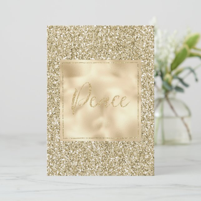 Glam Luxe Guld Glitter Peace Kort (Stående Fram)