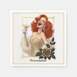 Glam Luxe Party Glamour Diva i guld Anpassa Pappersservett