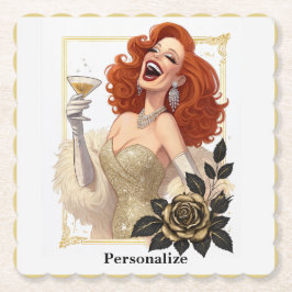 Glam Luxe Party Glamour Diva i Guld Personligisera Underlägg Papper