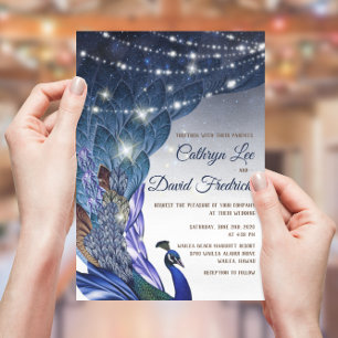 Glam & Luxe Peacock Evening bröllopsinbjudan Inbjudningar