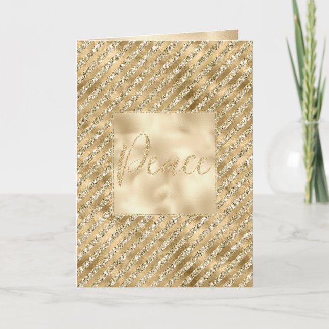 Glam Luxe Rand Guld Glitter Peace Kort (Framsida)