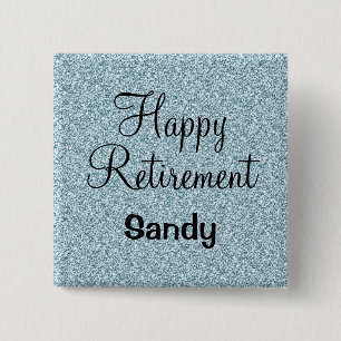 Glam Lycklig Pension Blue Silver Glitter Sparkles Knapp