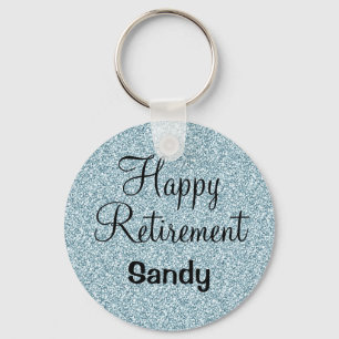 Glam Lycklig Pension Blue Silver Glitter Sparkles Nyckelring