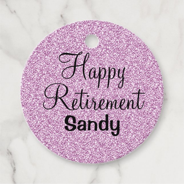Glam Lycklig Pension Lila Glitter Gnistra Gåvor Etiketter (Framsida)