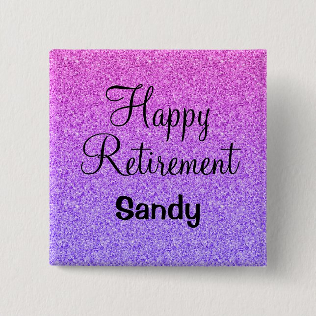 Glam Lycklig Pension Ombre Lila Glitter Gnistra Knapp (Framsida)