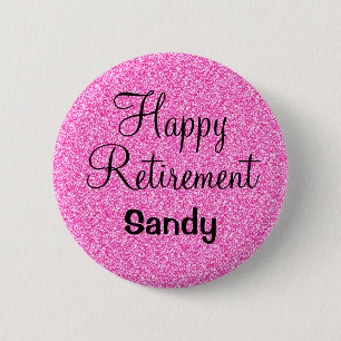 Glam Lycklig Pension Shock rosa Glitter Gnistra Knapp