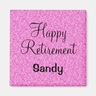 Glam Lycklig Pension Shock rosa Glitter Gnistra Magnet