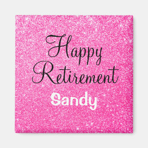 Glam Lycklig Pension Shock rosa Glitter Gnistra Magnet