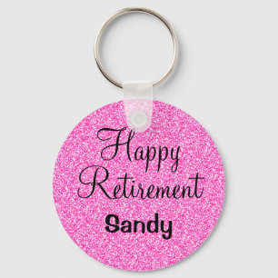 Glam Lycklig Pension Shock rosa Glitter Gnistra Nyckelring