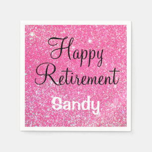 Glam Lycklig Pension Shock rosa Glitter Gnistra Pappersservett