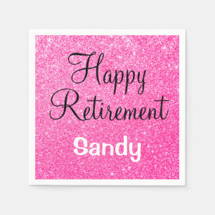 Glam Lycklig Pension Shock rosa Glitter Gnistra Pappersservett