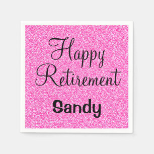Glam Lycklig Pension Shock rosa Glitter Gnistra Pappersservett