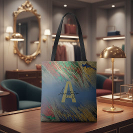 Glam Lyx Guld Glitter Abstrakt Marmor Monogram Tygkasse